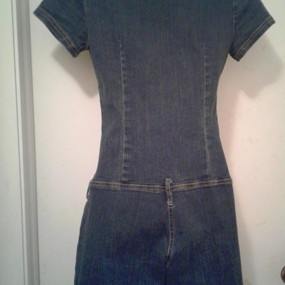 VINTAGE HOT KISS STRETCH DENIM BUTTON UP JUMPSUIT - Picture 5 of 10
